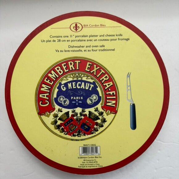 New Vtg Camembert Extra Fin Serving Plate & Cheese Knife-BIA FRENCH CHEESE LABEL - Picture 3 of 9